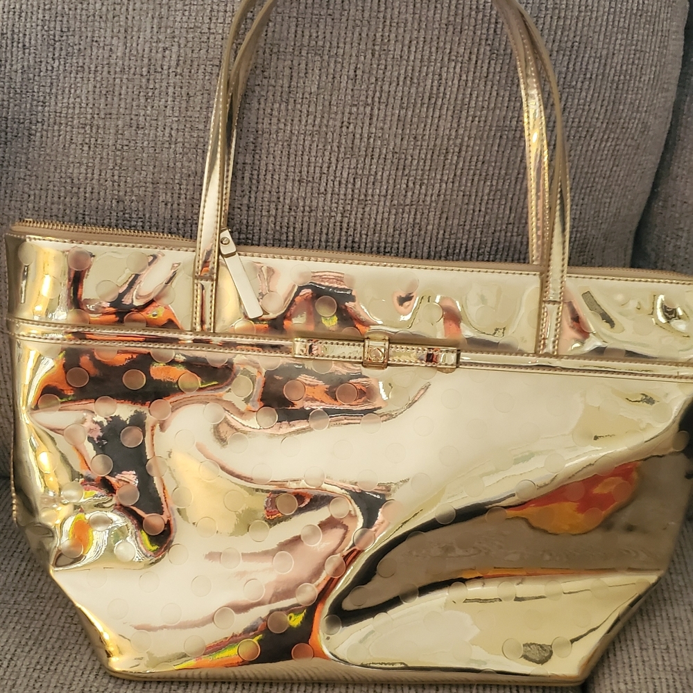 KATE SPADE LARGE METALLIC GOLD TOTE